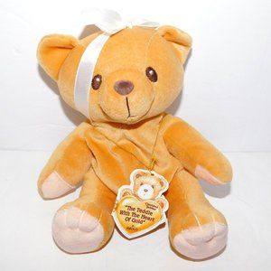 Vintage 1996 Enesco 7" Heart of Gold Teddy Bear Plush Bean Bag w Tag